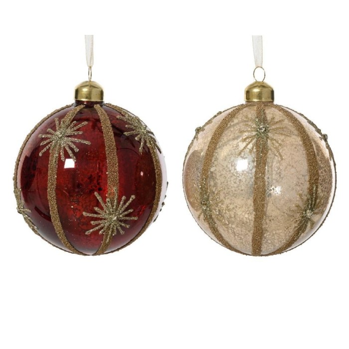 SFERA VETRO D.10CM. ROSSO E CHAMPAGNE LUCIDO 2 ASSORTITI